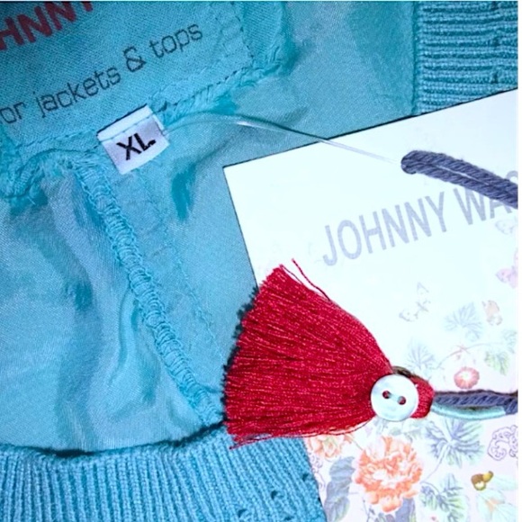 $139 Johnny Was Vintage Top X Large Knit Trim on Neck +Sleeves Blue Cerulean NWT - Picture 9 of 13